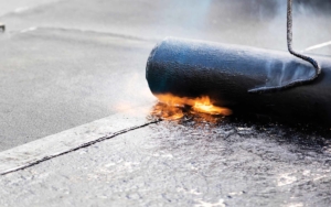 burning on a roofing coating