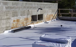 TPO roofing materials being installed