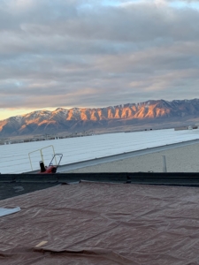 flat roof with mountains in the background