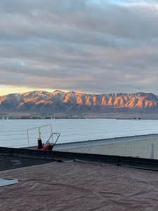 flat roof with mountains in the background