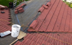 residential roof being replaced
