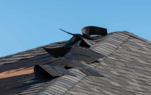 wind roof damage on residential building